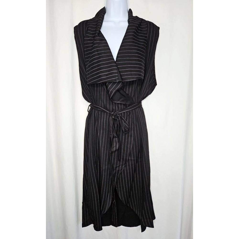 Perch by Blu Pepper Women's‎ Black Striped Sleeveless Wrap Dress 3X NWOT